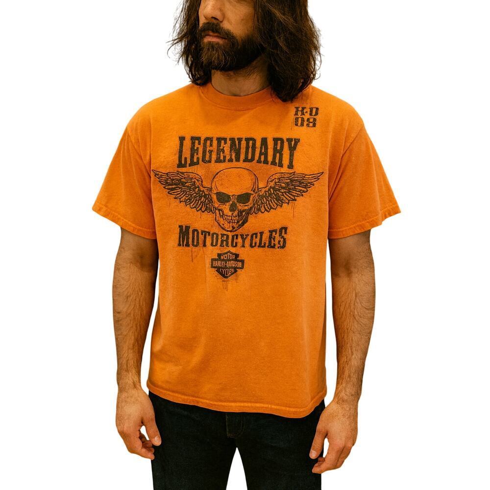 Harley Davidson vintage bright orange Halloween riding shirt XL wild prairie